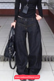 High Waist Washed Black Style Loose Jeans Pants