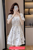 Short Sleeve Chinese Pattern A-Line Dress