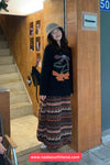 High Waist Retro Pattern Woolen Long Skirts