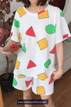 Short Sleeve Sin Chan Cartoon Pajamas Set