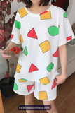 Short Sleeve Sin Chan Cartoon Pajamas Set