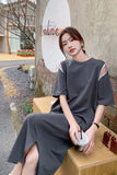 Upgrade your Boho Chic Summer Aesthetic with this Loose Short Sleeve Hollow Out Long Dress. The ultimate essential for Cottagecore festival outfits, eyelet lace maxi dress trends, and effortless beach resort lookbooks. Featuring a flattering relaxed drape and a textured open-stitch cutout motif, this long dress is a must-have for your Aesthetic Dresses or Vacation Style.