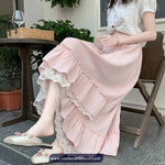 High Waist Lace Patchwork Irregular Skirts
