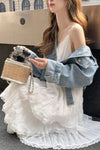 Vintage Elegant Lace Ruffled Style Long Dress