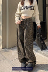High Waist Leopard Pattern Loose Jeans Pants