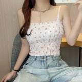 Floral Pattern Camisole Crop Tops