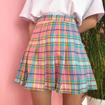 High Waist Cute Pastel Rainbow Mini Skirts