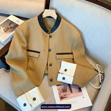 Long Sleeve Elegant Patchwork Cropped Office Jacket