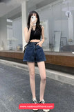 Retro Dark Blue Casual Denim Shorts
