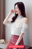 Short Sleeve Off Shoulder Sexy Office Blouse Shirt