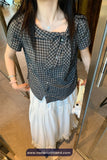 Short Sleeve Bow Lace Up Cute Plaid Shirt