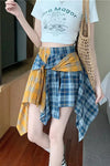 Two Tone Plaid Colors Mini Skirts