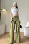 High Waist Double Front Pockets Wide Leg Jeans Pants