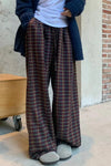 High Waist Retro Plaid Wide Leg Pants