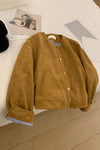 Long Sleeve Suede Short Jacket