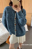 Long Sleeve Classic Button O-Neck Cardigan Sweater