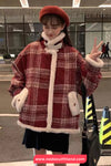 Loose Plaid Pattern Woolen Coat Jacket