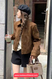 Long Sleeve Lapel Collar Suede Velvet Jacket