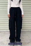 Side Zipper Elastic Waist Cargo Pockets Pants