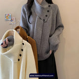 Loose Removable Scarf Knitted Sweater