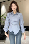 Long Sleeve Button Up Office Striped Blouse Shirt