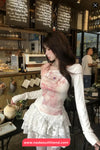 Long Sleeve Off Shoulder Cute Cat Printed Shirt