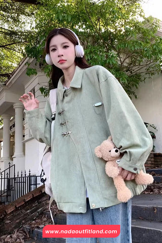 Loose Pins Buckle Buttons Style Street Wear Jacket
