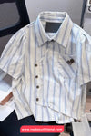 Short Sleeve Irregular Style Button Blouse Shirt
