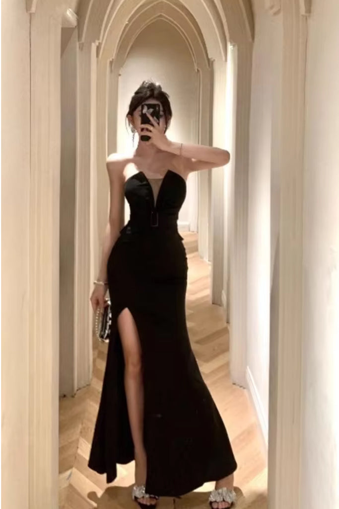 Sexy Strapless Elegant Backless Black Dress Nada Outfit Land Sexy Strapless Elegant Backless Black Dress Nada Outfit Land