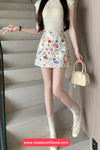 High Waist Elegant Floral A-Line Skirts