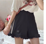 Kawaii Bow Embroidered Ruffle Shorts