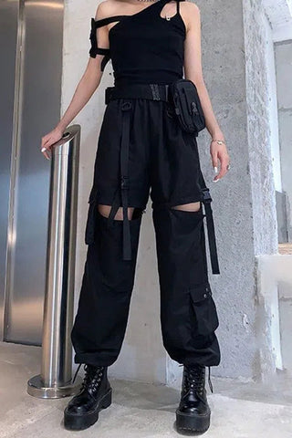 High Waist Lanyard Removable Cargo Pants – Nada Outfit Land