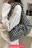 Cute Retro 3D Bow Plaid Pattern Shoulder Bag