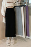 High Waist A-Line Knitted Ankle Length Skirts