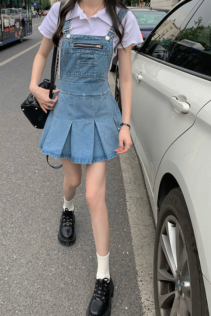 Sexy Cute Folds Denim Mini Dress Nada Outfit Land Sexy Cute Folds Denim Mini Dress Nada Outfit Land