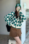 Long Sleeve Vintage Checkered Cardigan Sweater