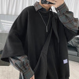 Long Sleeve Hip Hop Two Style Plaid Sweatshirt