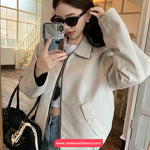 Long Sleeve Double Sided Striped Turn Down Collar Jacket