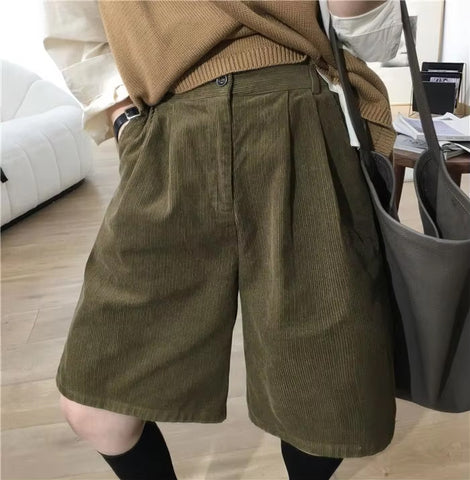 High Waist Loose Cozy Corduroy Shorts