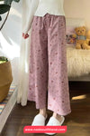 Loose Flowers Pattern Ankle Length Pants