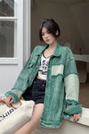 Vintage Green Paneled Denim Jacket