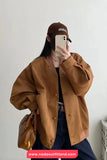 Long Sleeve Vintage Suede Coat Jacket
