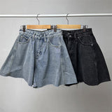 A-Line Washed Style Denim Shorts Pants