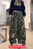 Wide Leg Retro Cargo Camouflage Style Pants