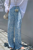 High Waist Casual Flower Pattern Pleated Pants