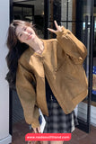 Long Sleeve O-Neck Faux Suede Zipper Jacket