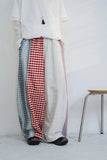 Plaid Patchwork Wide-Leg Pants – Oversized Streetwear Statement Piece