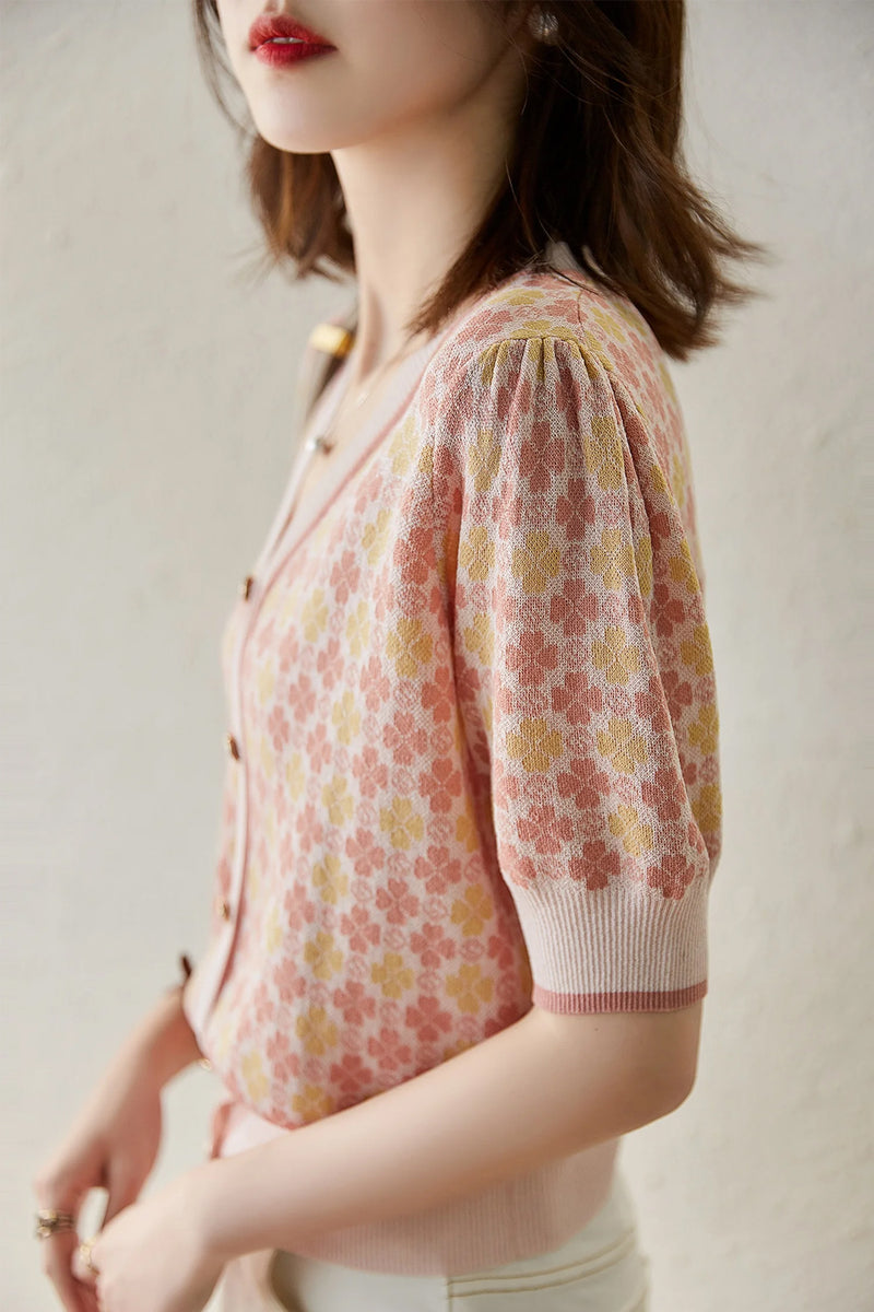 V-Neck Flower Pattern Cardigan Shirts – Nada Outfit Land