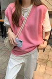 V-Neck Sweet Pink Vest Sleeveless Sweater