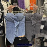 Sexy Irregular Strapless Denim Tube Tops